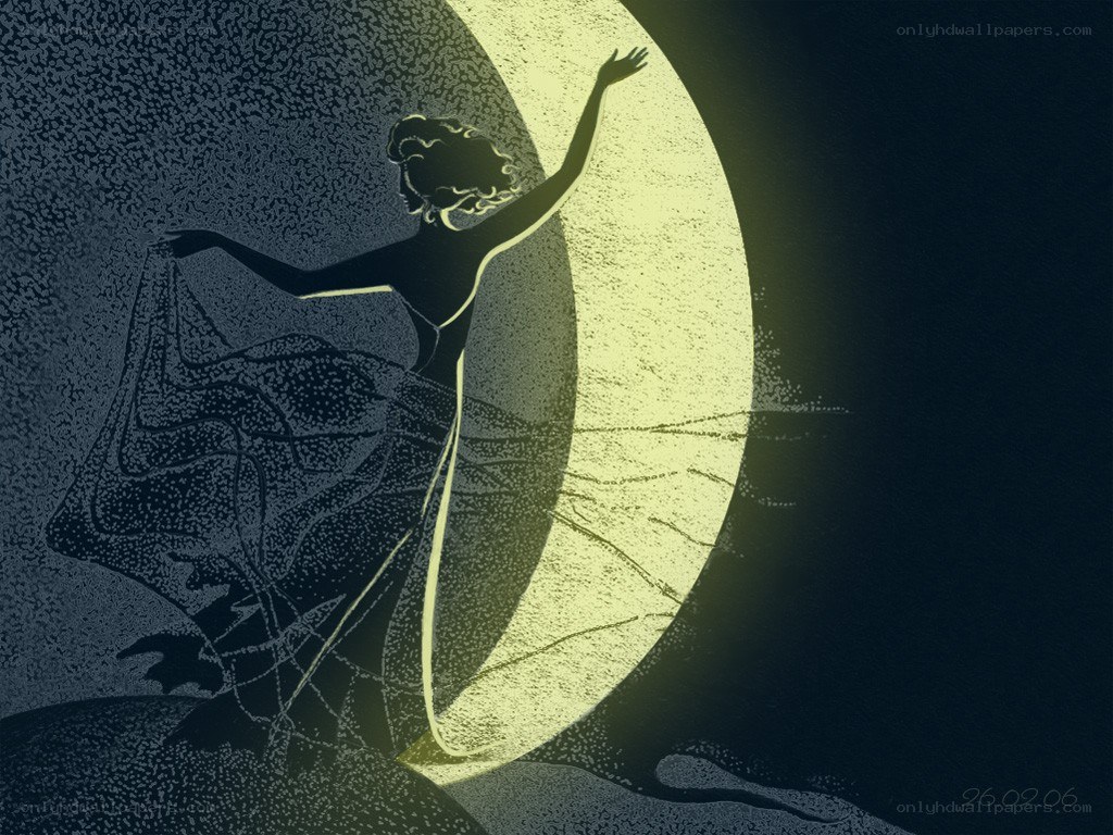woman dancing by the moon