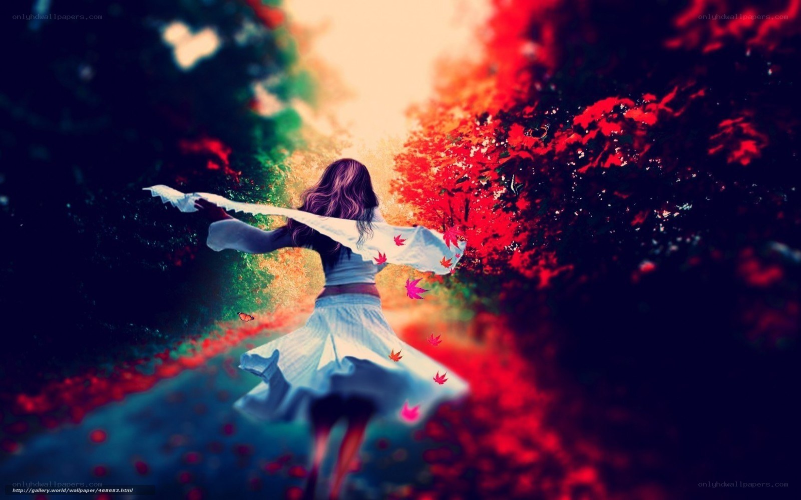 woman dancing in autumn forest