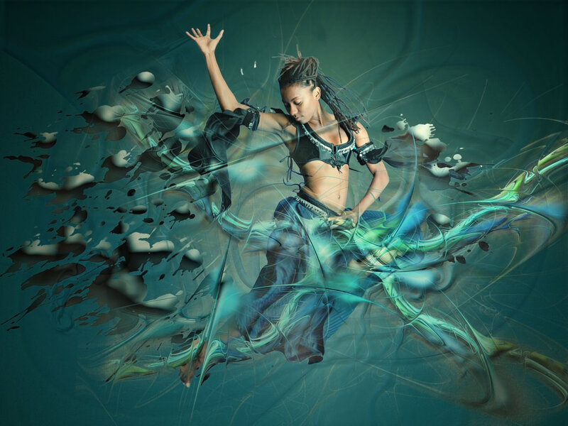 Woman Dancing in Blue — Teal