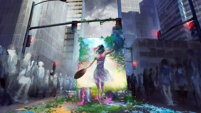 Woman Dancing in City — Blue