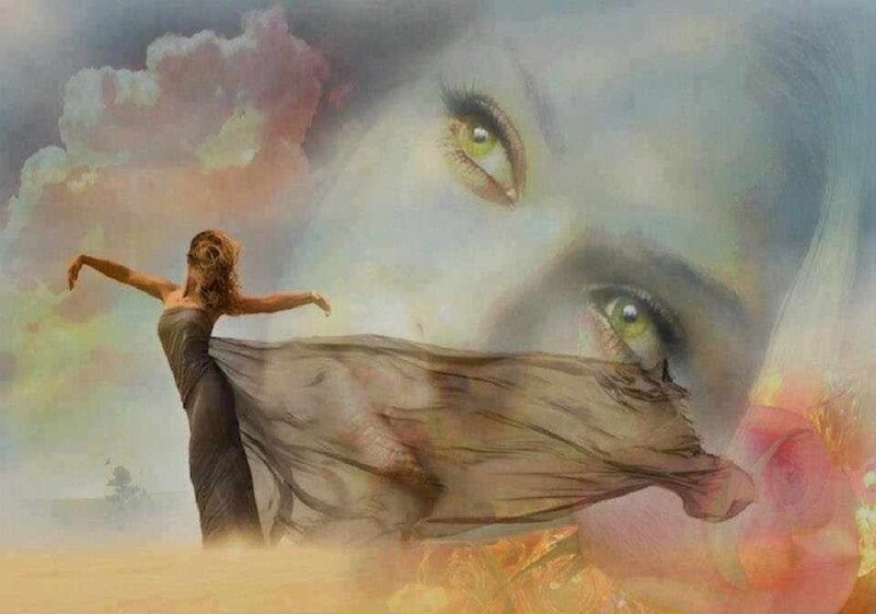 Woman Dancing in Desert — Beige
