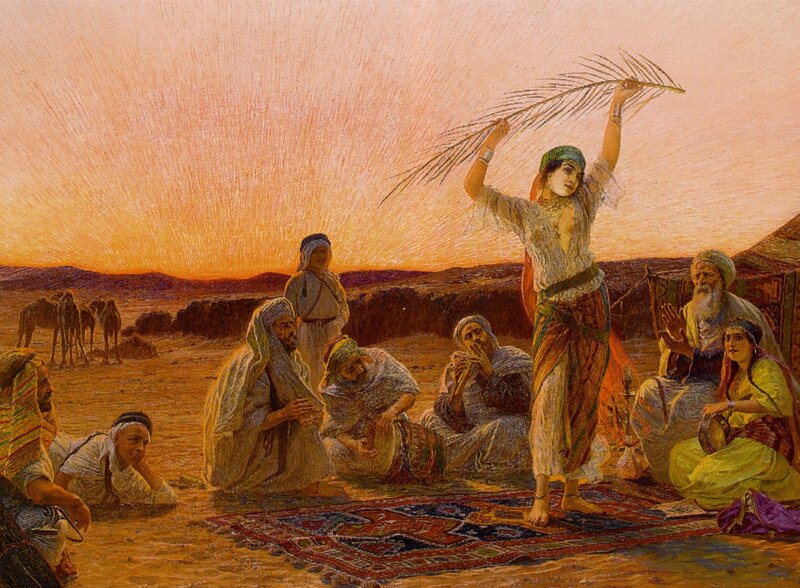 Woman Dancing in Desert — Orange, Dramatic