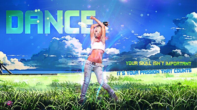 Woman Dancing in Field — Blue
