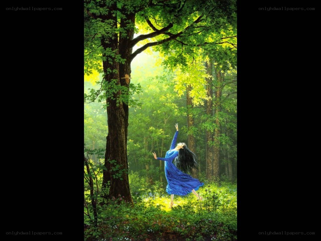 woman dancing in forest