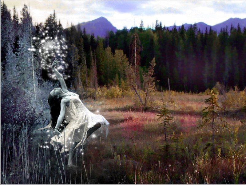 Woman Dancing in Forest — Green, Serene