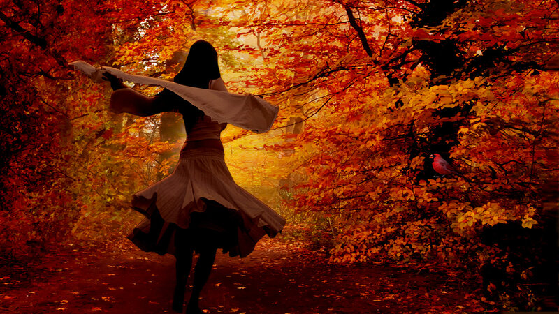 Woman Dancing in Forest — Red