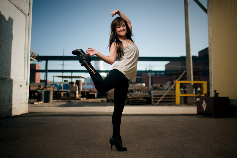 woman dancing in industrial area
