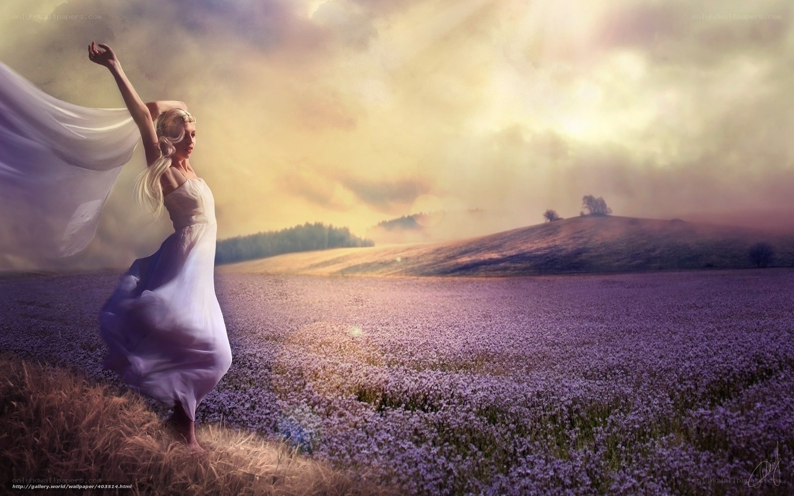 woman dancing in lavender field
