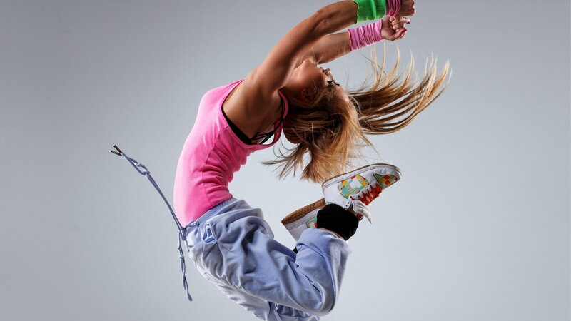 woman dancing in mid-air