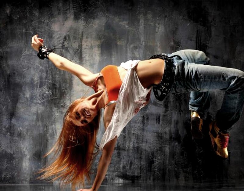 Woman Dancing in Mid-air — Gray