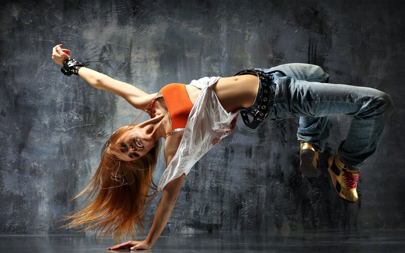 Woman Dancing in Mid-air — Orange