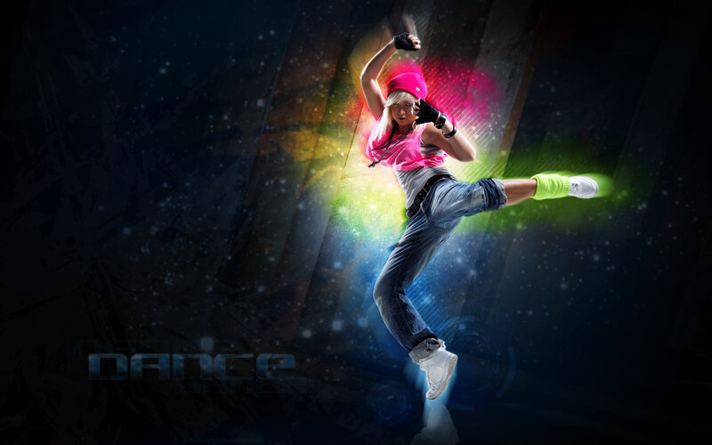 Woman Dancing in Neon Light — Black