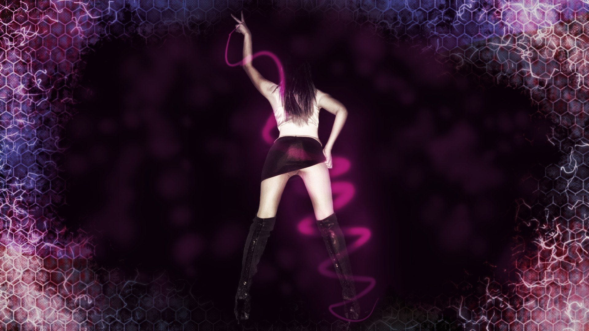 woman dancing in neon light