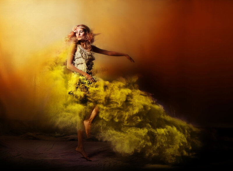 Woman Dancing in Powder