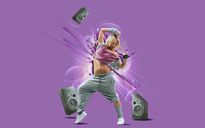 Woman Dancing in Purple — Energetic, Digital Art