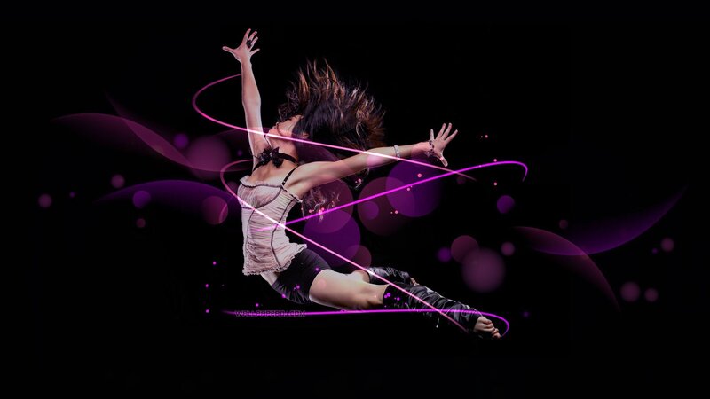 Woman Dancing in Purple Light — Dynamic