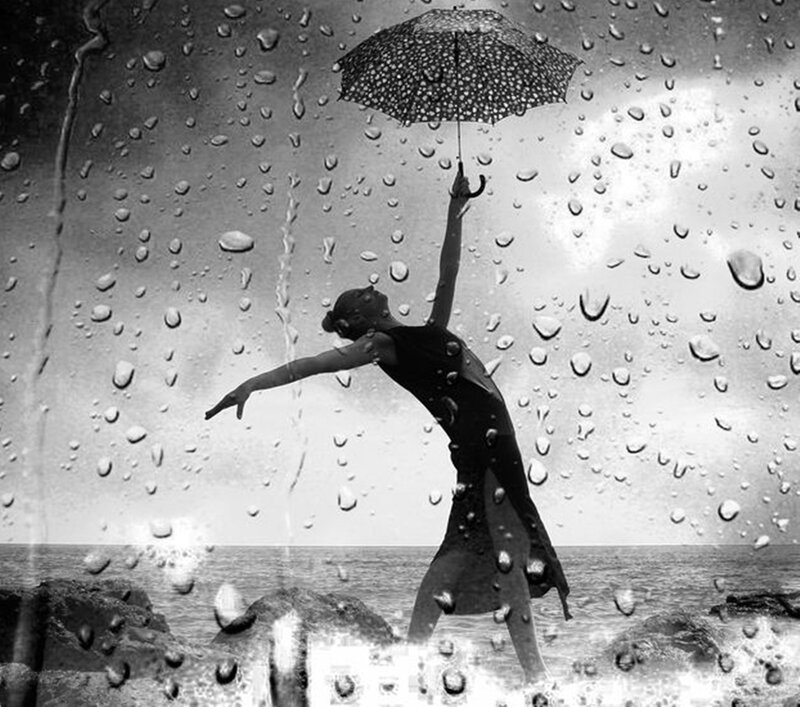 Woman Dancing in Rain — Black
