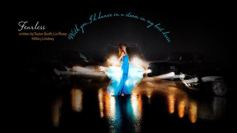 woman dancing in rain with cars