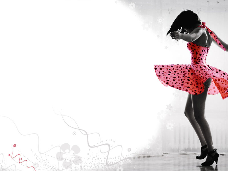 woman dancing in red dress