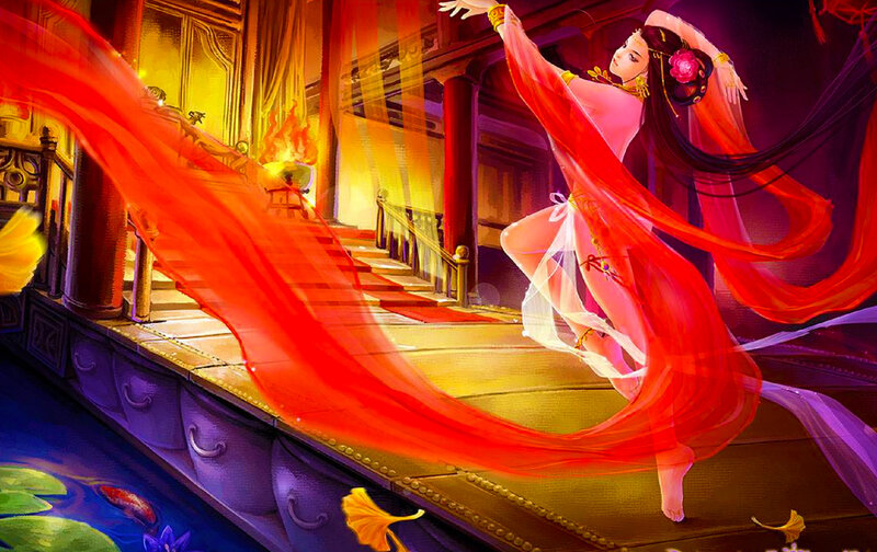 Woman Dancing in Red Dress — Dramatic