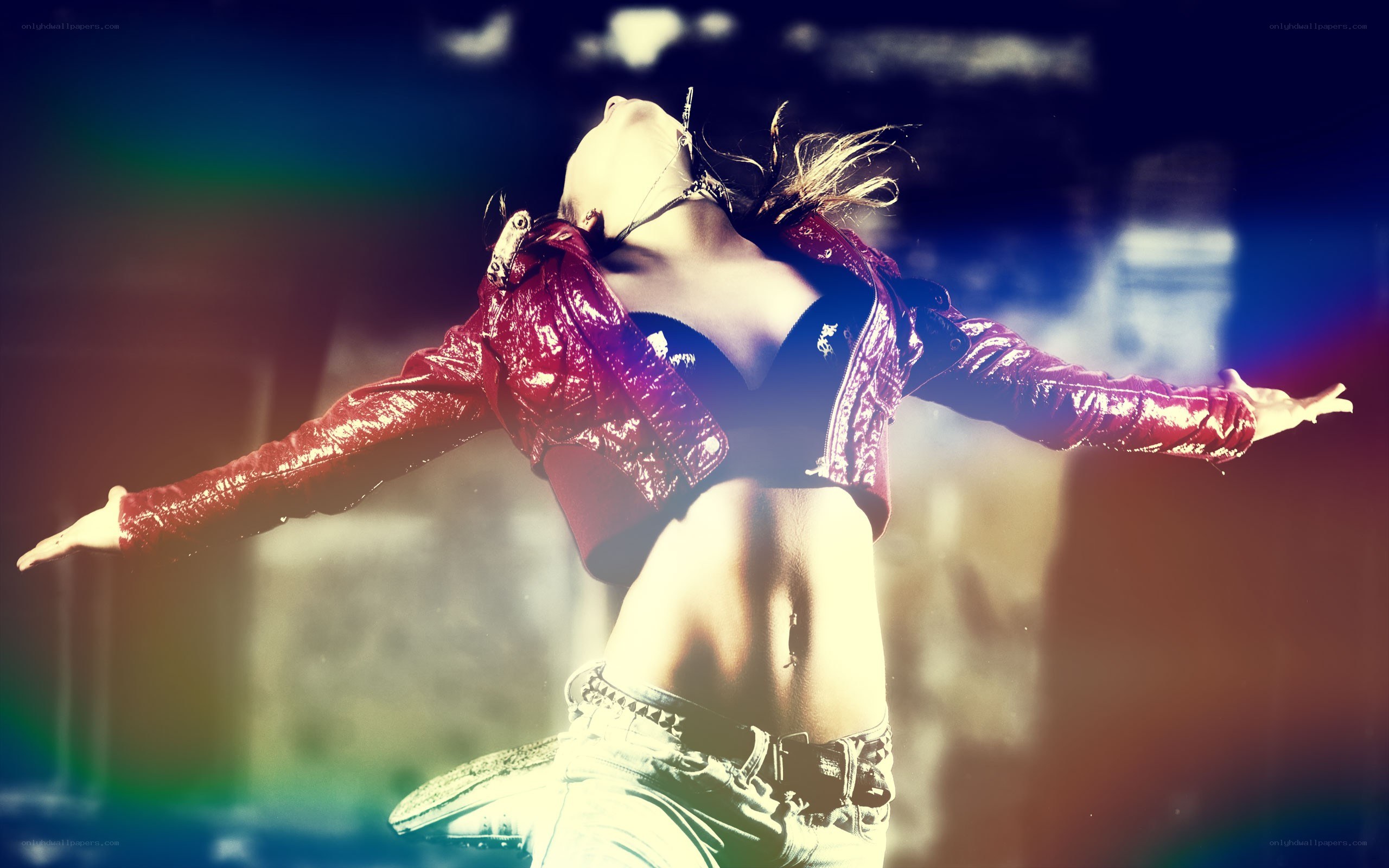 woman dancing in red jacket