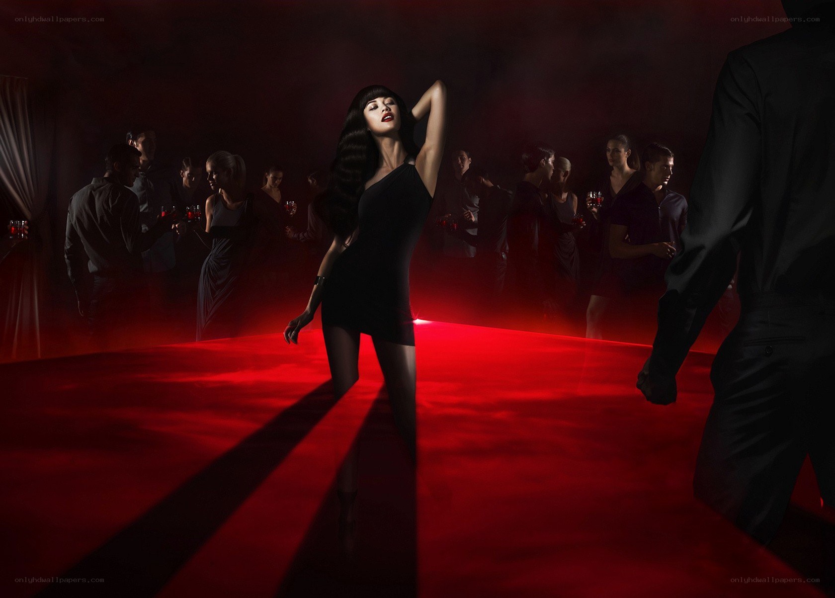 woman dancing in red light