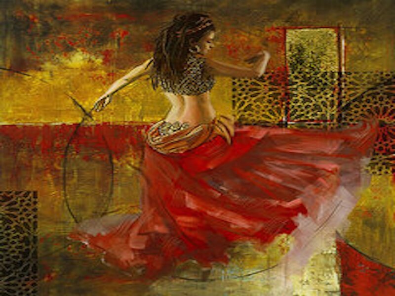 Woman Dancing in Red Skirt