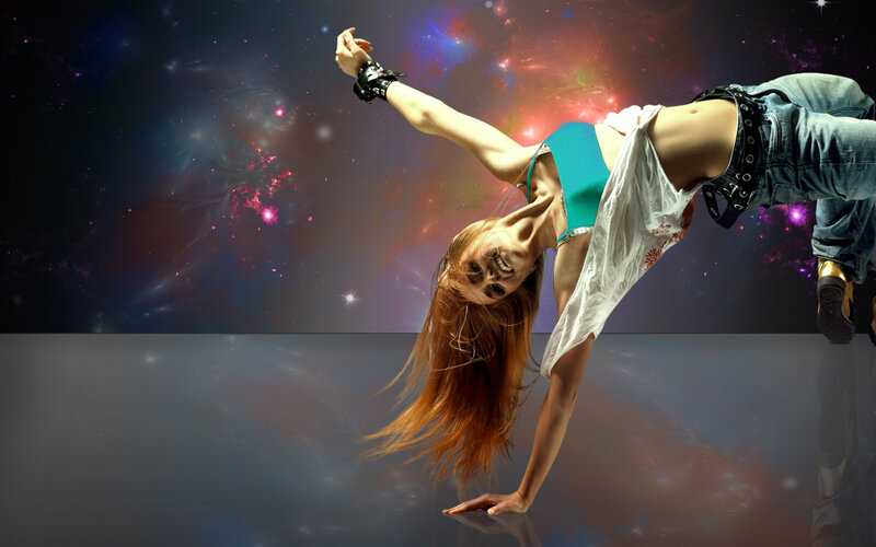 Woman Dancing in Space — Blue
