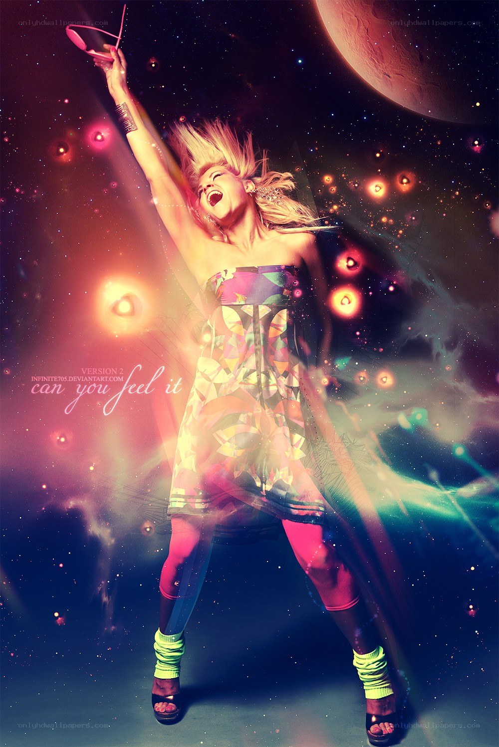 woman dancing in space