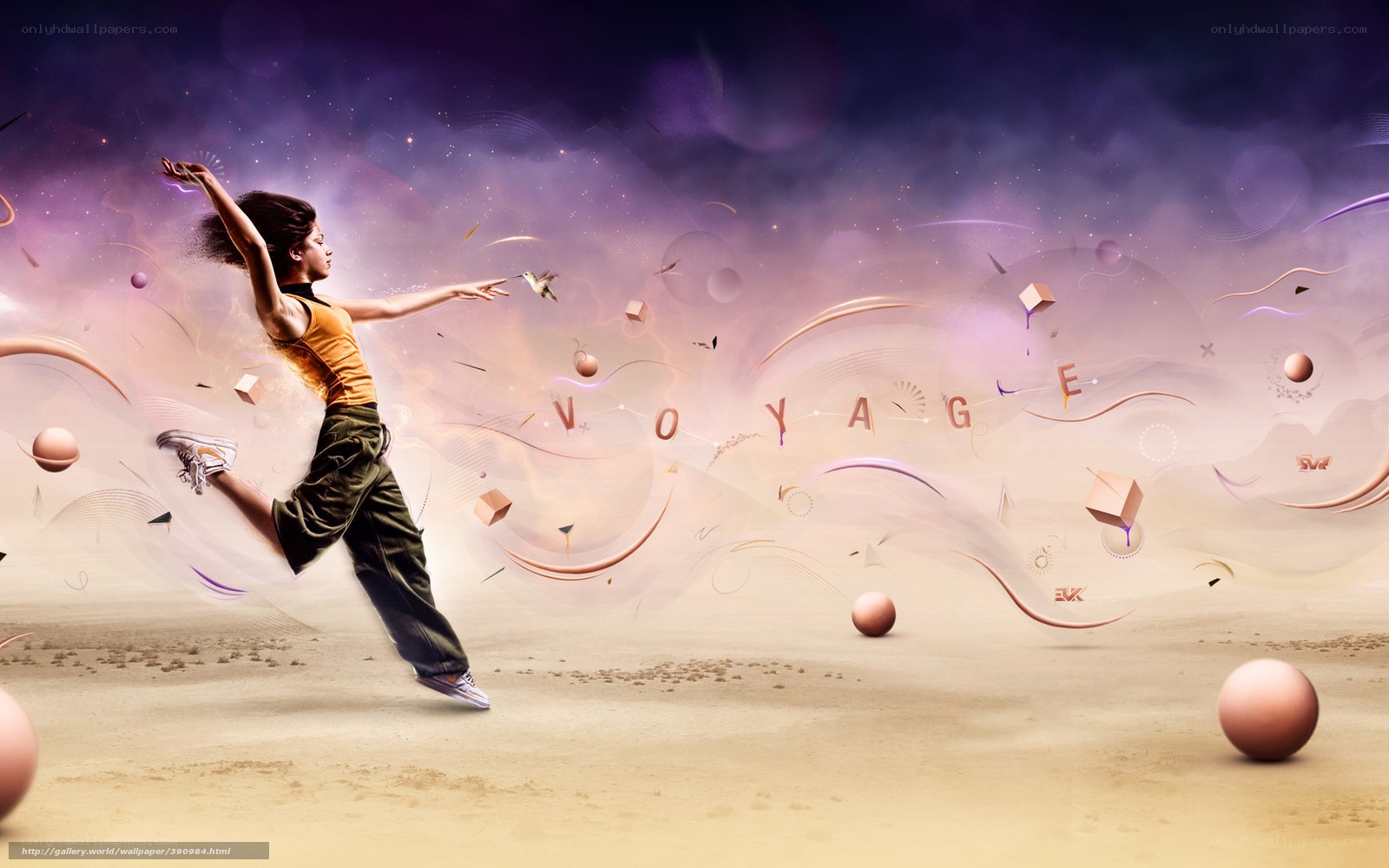 woman dancing in surreal landscape