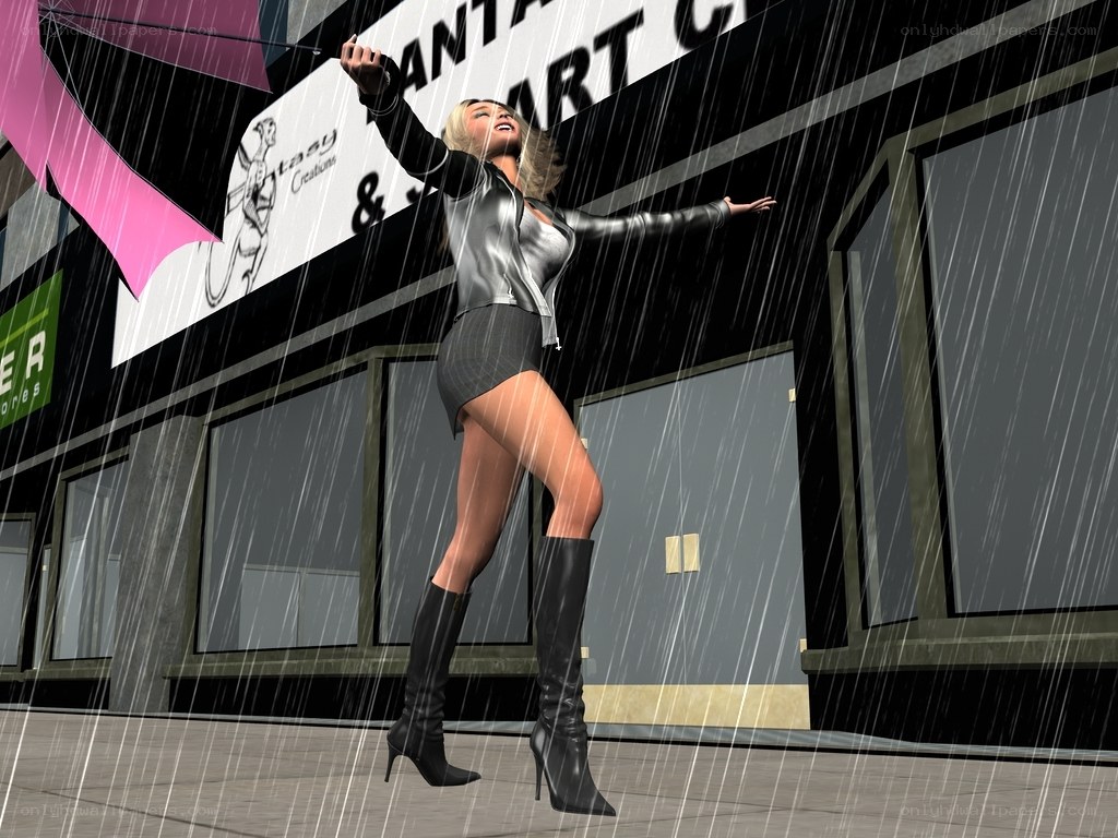 Woman dancing in the rain