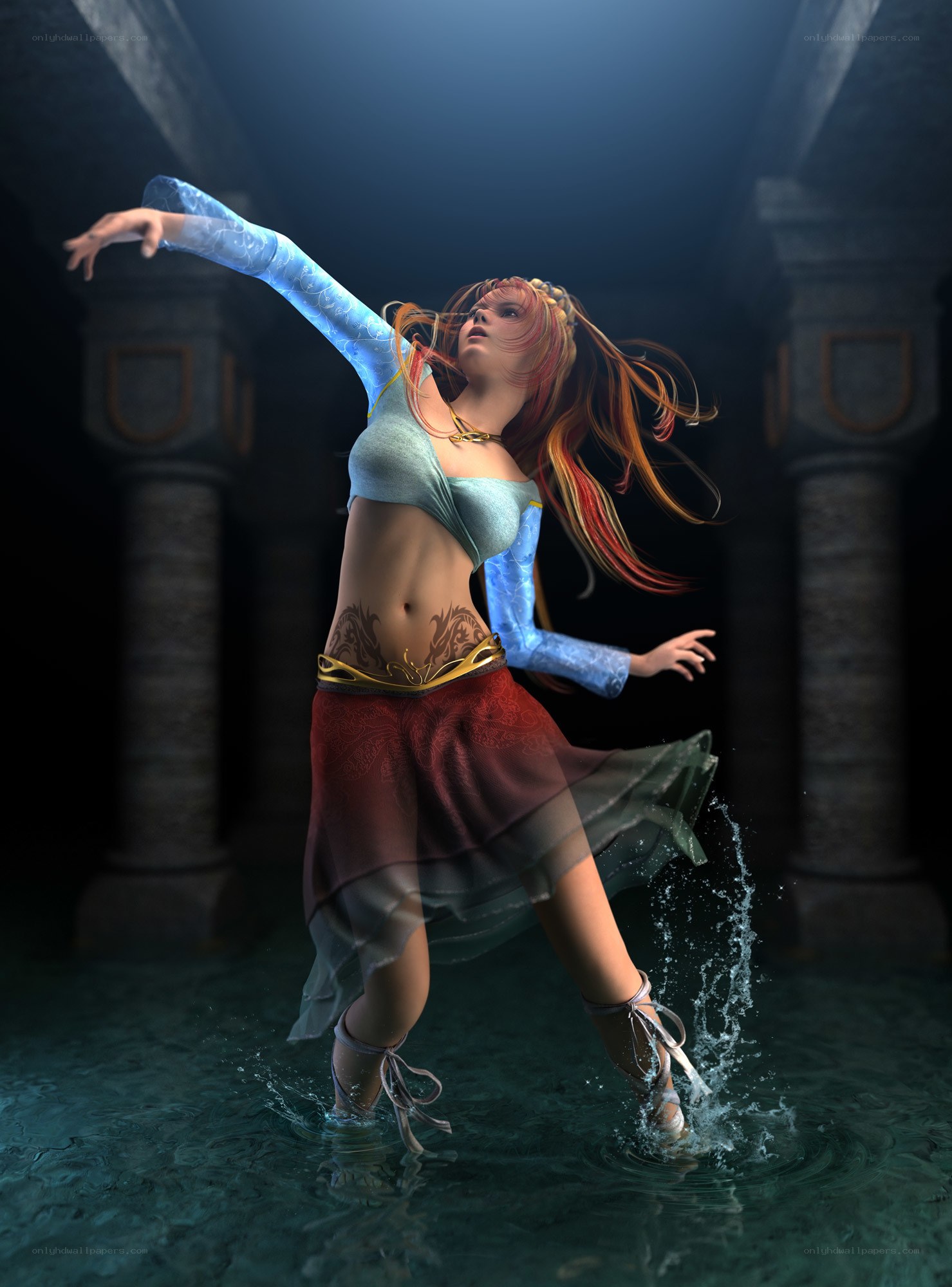 woman dancing in water