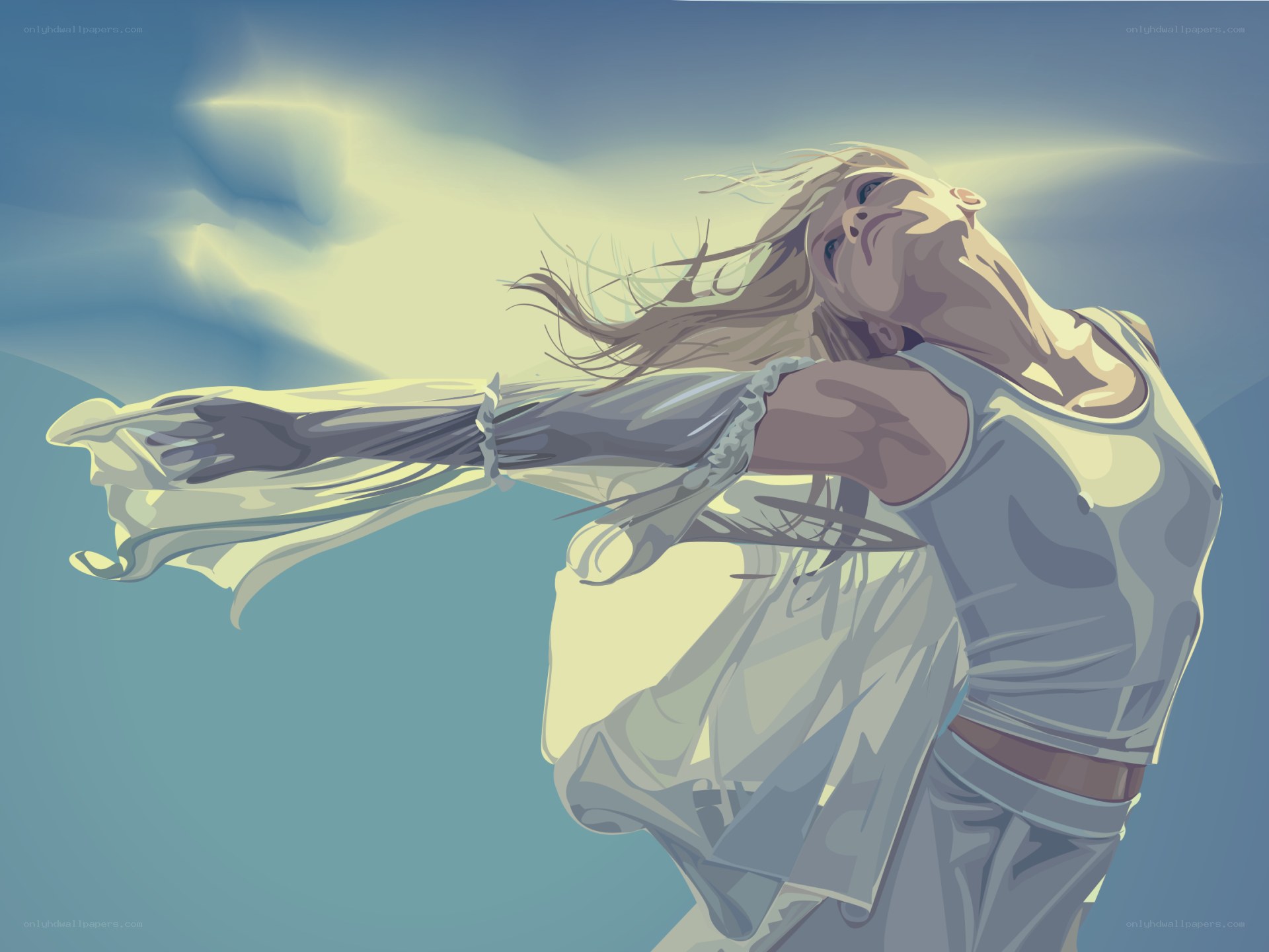 woman dancing in wind