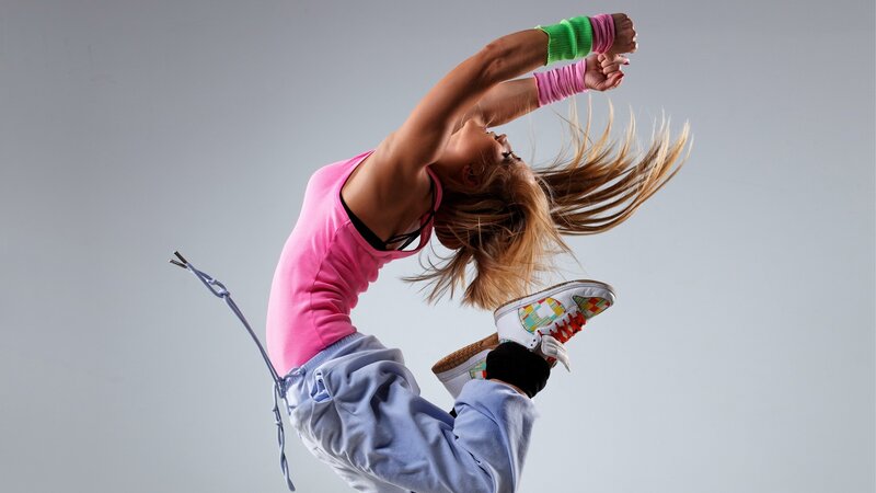 Woman Dancing Mid-air — Pink, Dynamic
