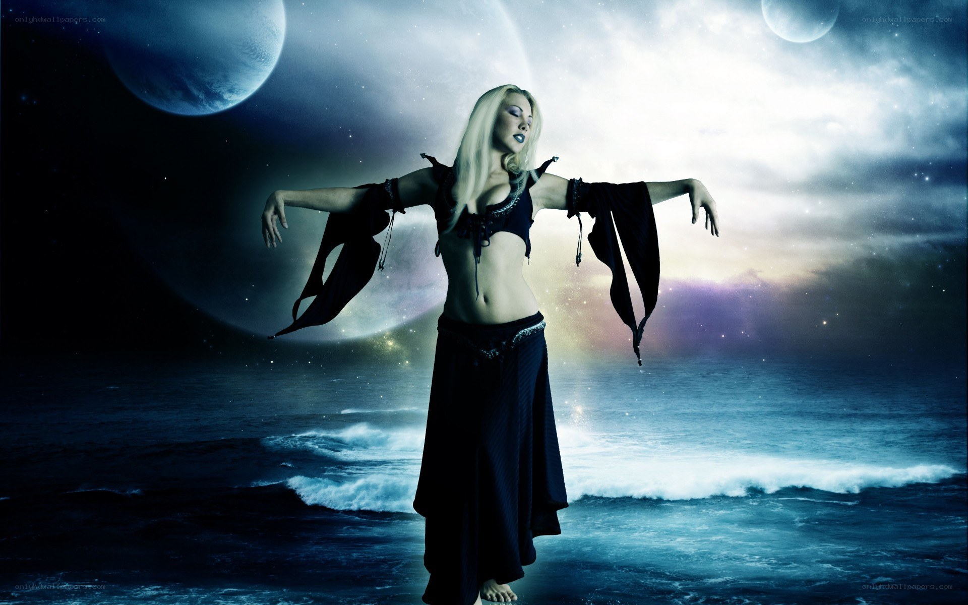 woman dancing on a beach