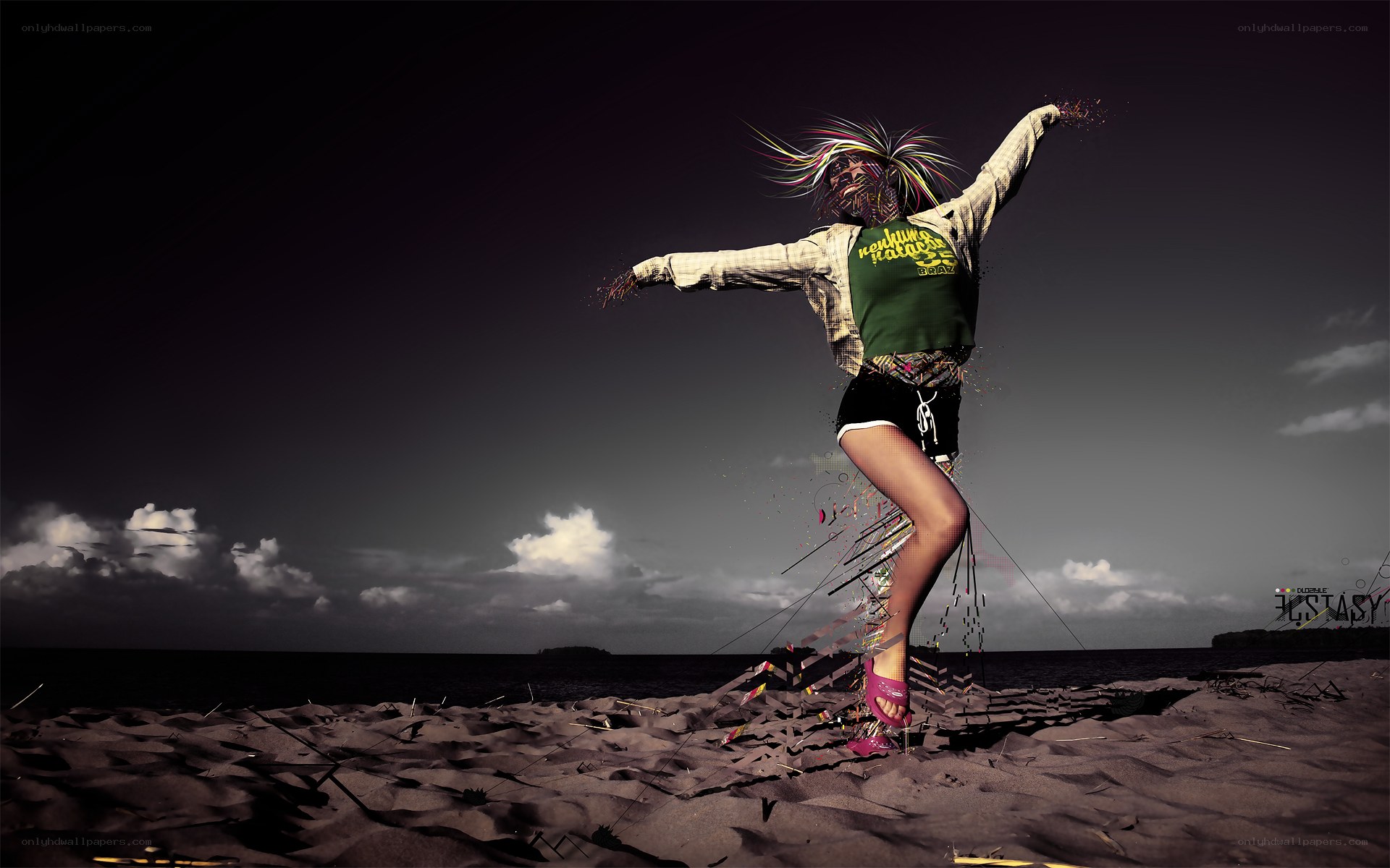 woman dancing on beach