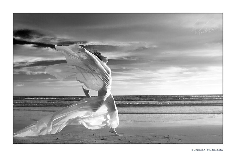 Woman Dancing on Beach — Black