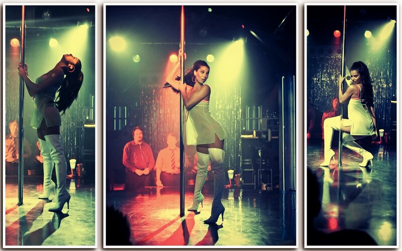 woman dancing on pole in club