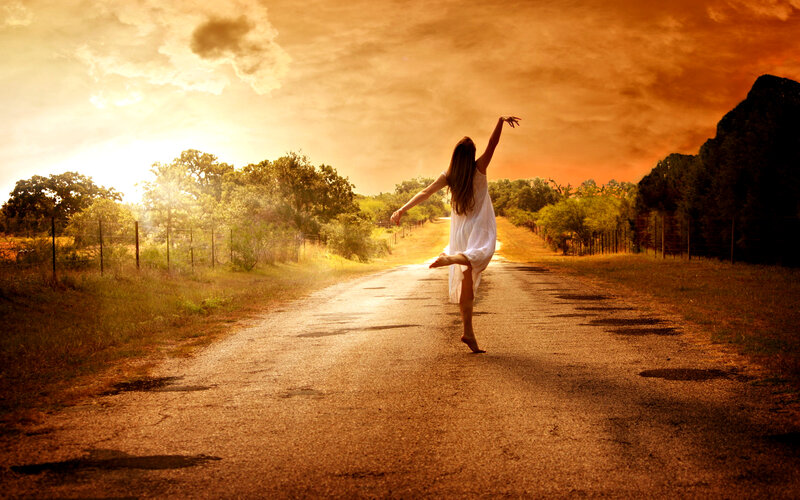 Woman Dancing on Road