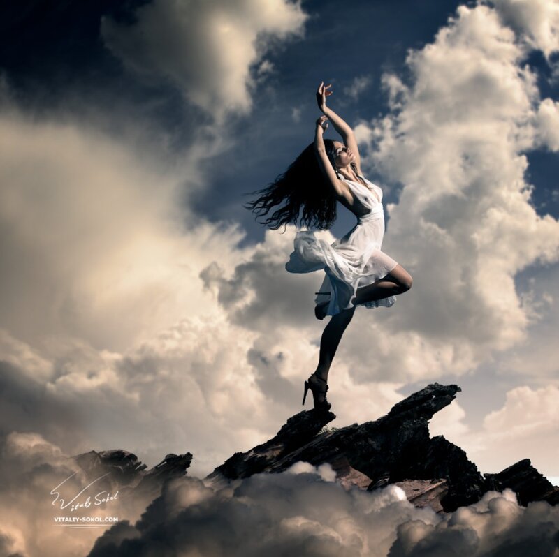 Woman Dancing on Rock — White