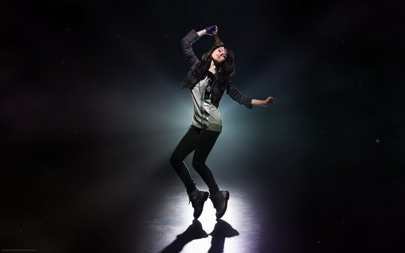 Woman Dancing on Stage — Black, Dramatic