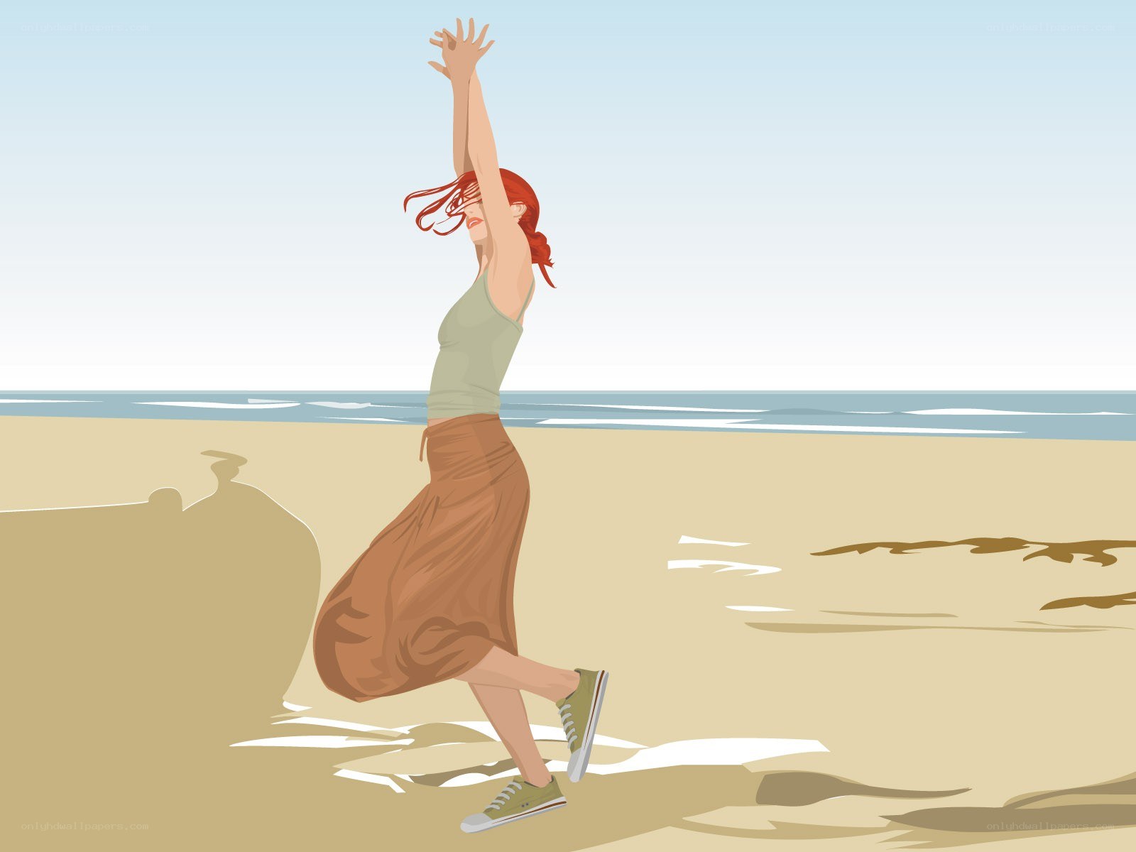 Woman dancing on the beach