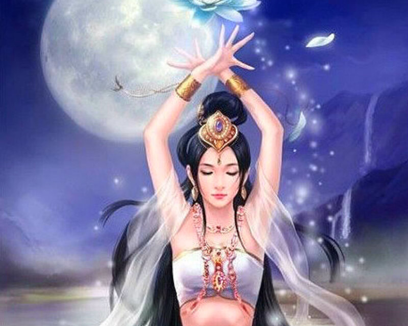 Woman Dancing under Moon