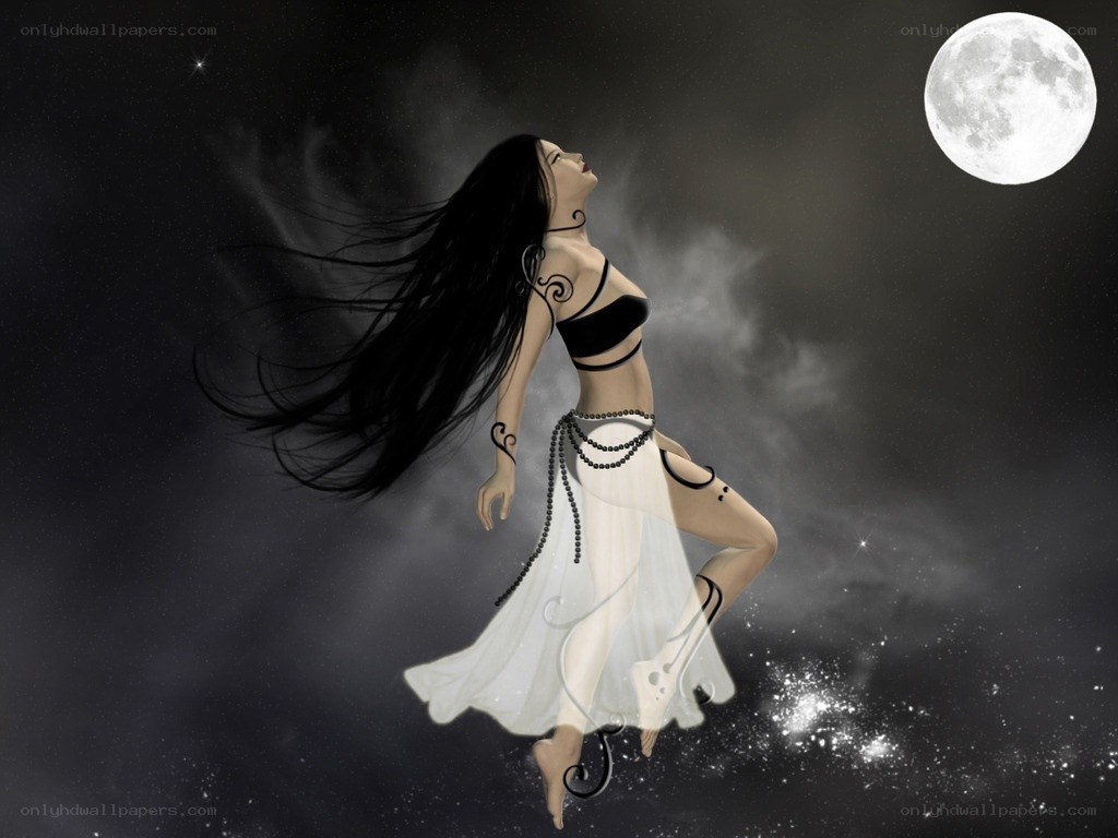 woman dancing under the moon