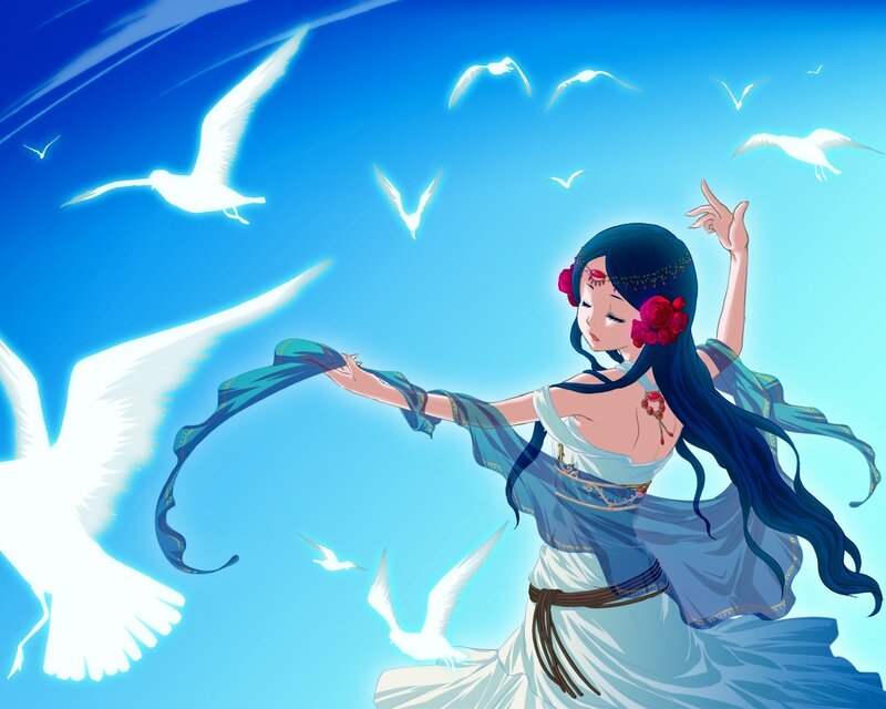 Woman Dancing with Birds
