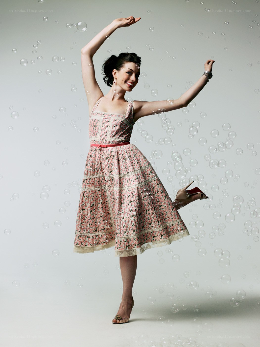 woman dancing with bubbles