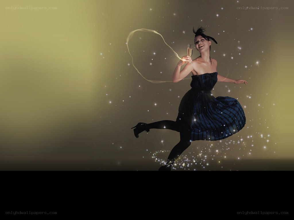 Woman dancing with champagne