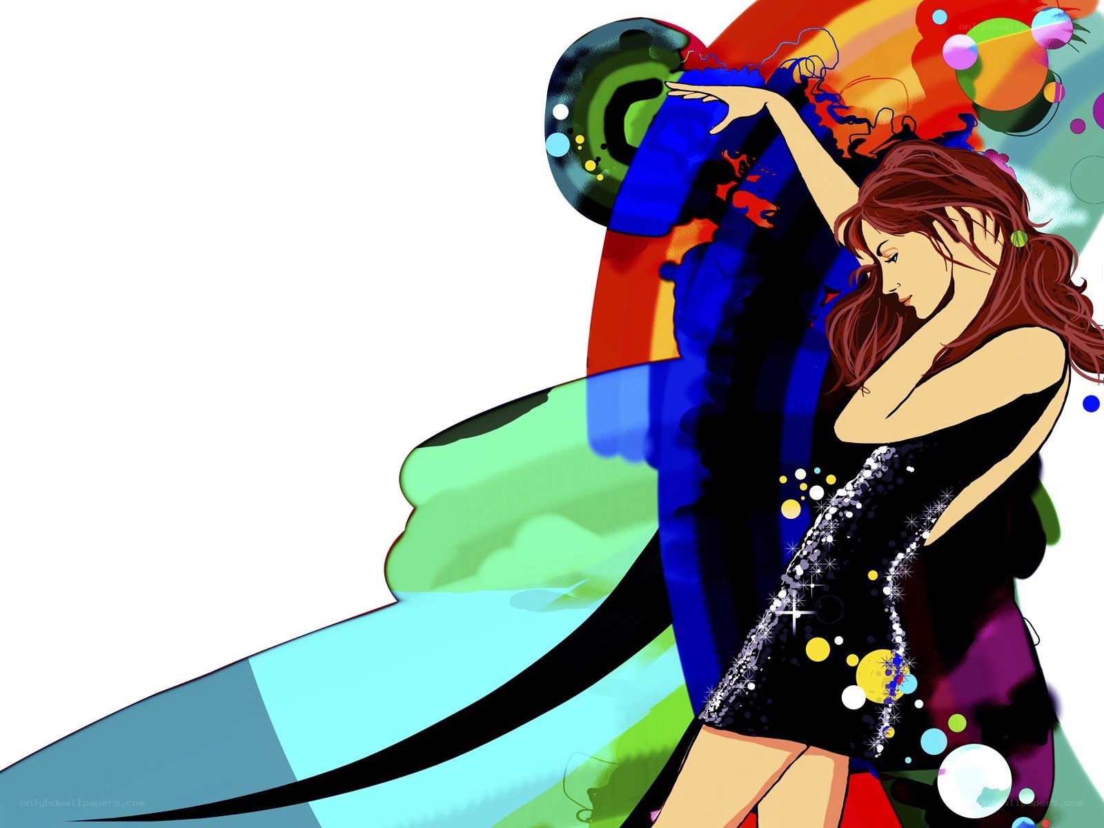 woman dancing with colorful background