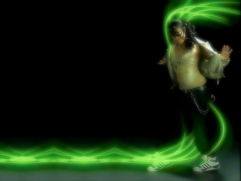 Woman Dancing with Green Light