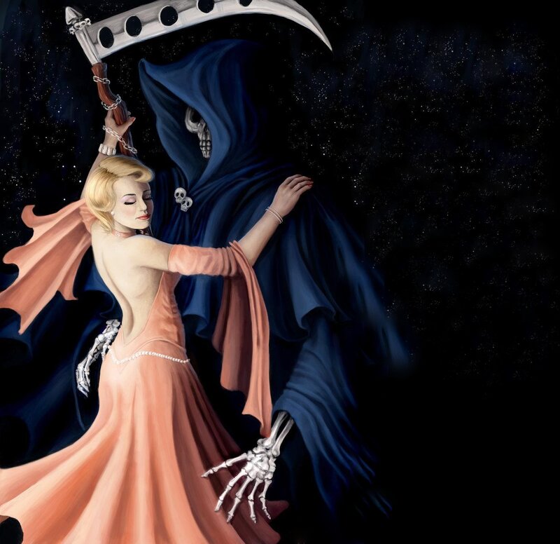 Woman Dancing with Grim Reaper